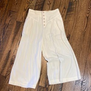 anthropologie cropped cream pants